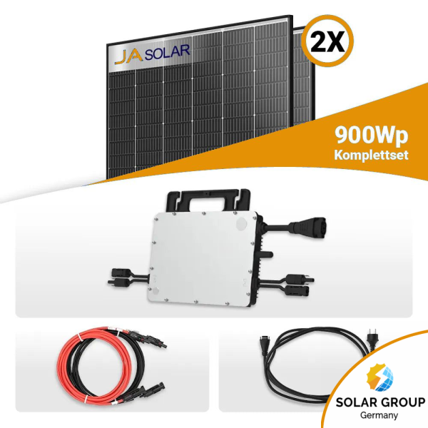 800W/900W Balkonkraftwerk - 2x JaSolar 450W Black Frame bifazial & Hoymiles HMS-800W-2T Wechselrichter