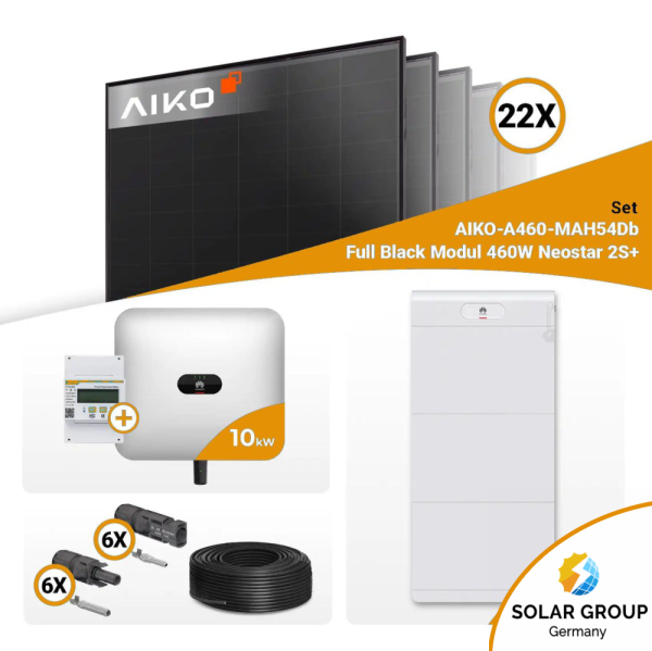 PV Komplettset 10 kWp – 22x Aiko 460W Full Black & Huawei SUN2000-10KTL-M1 mit Speicheroption