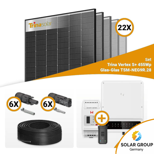 PV Komplettset 10 kWp – 22x Trina 455W Black Frame & GoodWe GW10KN-ET Plus 16A mit Speicheroption