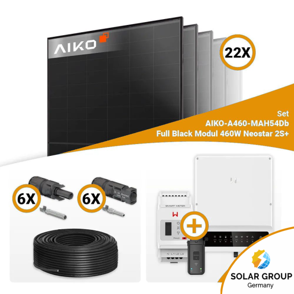 PV Komplettset 10 kWp – 22x Aiko 460W Full Black & GoodWe GW10KN-ET Plus 16A mit Speicheroption
