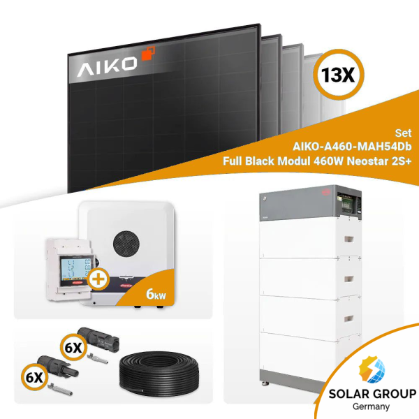 PV Komplettset 6 kWp – 13x Aiko 460W Full Black & Fronius SYMO-GEN24 6.0 mit Speicheroption