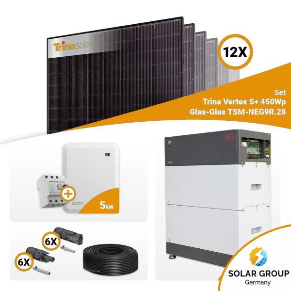 PV Komplettset 5 kWp – 12x Trina 440W Full Black Bifazial & SMA STP5.0-3SE-40 mit Speicheroption