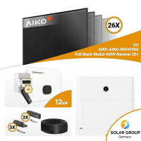 PV Komplettset 12 kWp – 26x Aiko 460W Full Black & Growatt MID12KTL3-XH mit Speicheroption