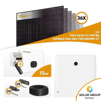 PV Komplettset 15 kWp – 36x Trina 440W Full Black Bifazial & Growatt MID15KTL3-XH mit Speicheroption