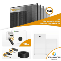 PV Komplettset 20 kWp – 45x Trina 455W Black Frame...