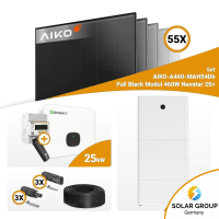 PV Komplettset 25 kWp – 55x Aiko 460W Full Black & Growatt MID25KTL3-XH mit Speicheroption