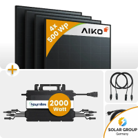 2000Wp Balkonkraftwerk 4x500Wp Aiko Glas-Glas Fullblack...
