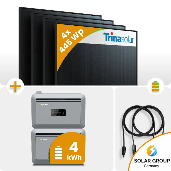 1780Wp Balkonkraftwerk 4x445Wp Trina Solar Fullblack Growatt NEXA 4kWh Speicher