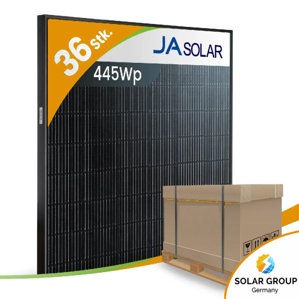 JA Solar JAM54D41-LB/445Wp Bifazial Glas-Glas Fullblack (Palette)