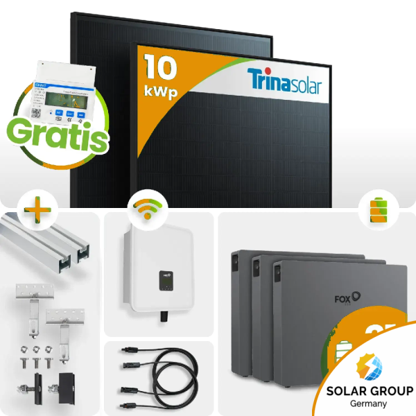 10 kWp FoxEss PV-Anlage 22x Trina 455Wp Glas-Glas 30 kWh Speicher inkl. Smart Meter - Notstromfähig