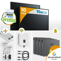 10 kWp FoxEss PV-Anlage 22x Trina 455Wp Glas-Glas 40 kWh...