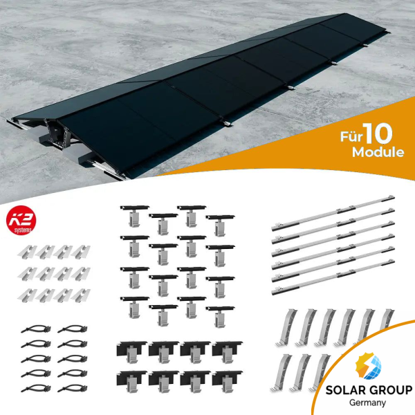 K2 Systems Flachdach Ost/West D-Dome Montageset für 10 Module