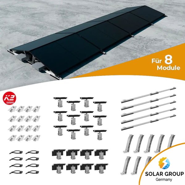 K2 Systems Flachdach Ost/West D-Dome Montageset für 8 Module