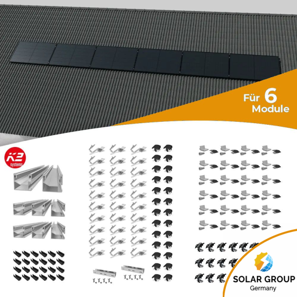 K2 Systems Quermontage Schrägdach Kreuzverbund Montageset für 6 Module