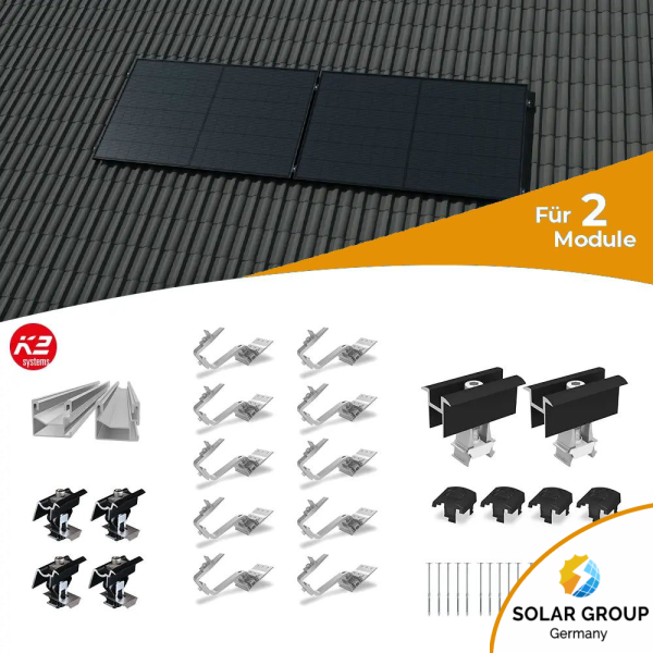 K2 Systems Quermontage Schrägdach Montageset für 2 Module