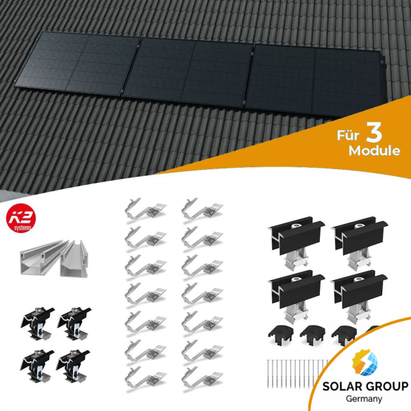 K2 Systems Quermontage Schrägdach Montageset für 3 Module