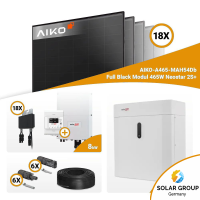 PV Komplettset 8 kWp – 18x Aiko 465W Full Black & Solaredge SE8K mit Speicheroption