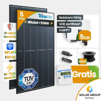5 kWp FoxEss PV-Anlage 11x Trina 440Wp Bifazial Black...