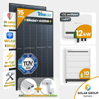 15kWp PV-Anlage 34x Trina 440Wp Bifazial Black Frame Schrägdachmontage 10kWh Speicher