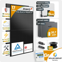 17 kWp PV-Anlage 37x Aiko 460Wp Fullblack Glas-Glas 20kWh...