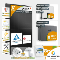 17 kWp PV-Anlage 37x Aiko 460Wp Fullblack Glas-Glas 20kWh...