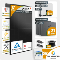 17 kWp PV-Anlage 37x Aiko 460Wp Fullblack Glas-Glas 30kWh...