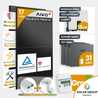 17 kWp PV-Anlage 37x Aiko 460Wp Fullblack Glas-Glas 30kWh...
