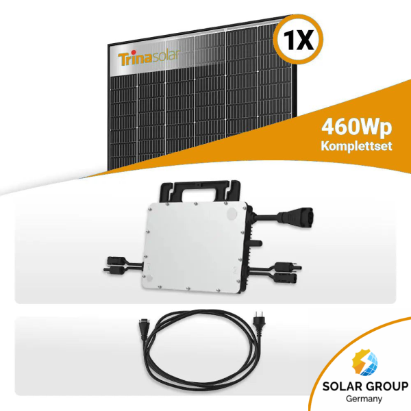460W Balkonkraftwerk - 1x Trina Vertex S+ 460W Glas-Glas Black Frame & Hoymiles HMS-800W-2T Wechselrichter