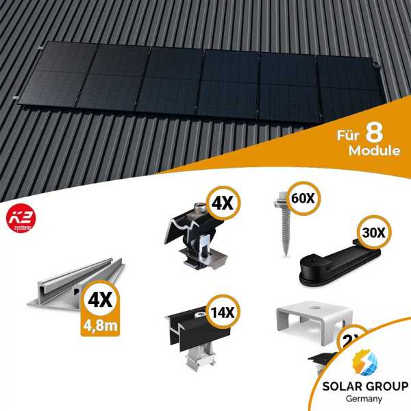 K2 Systems Trapezblech Montageset für 8 Module