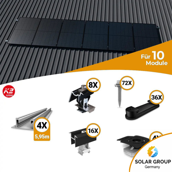 K2 Systems Trapezblech Montageset für 10 Module