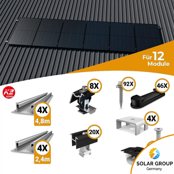 K2 Systems Trapezblech Montageset für 12 Module