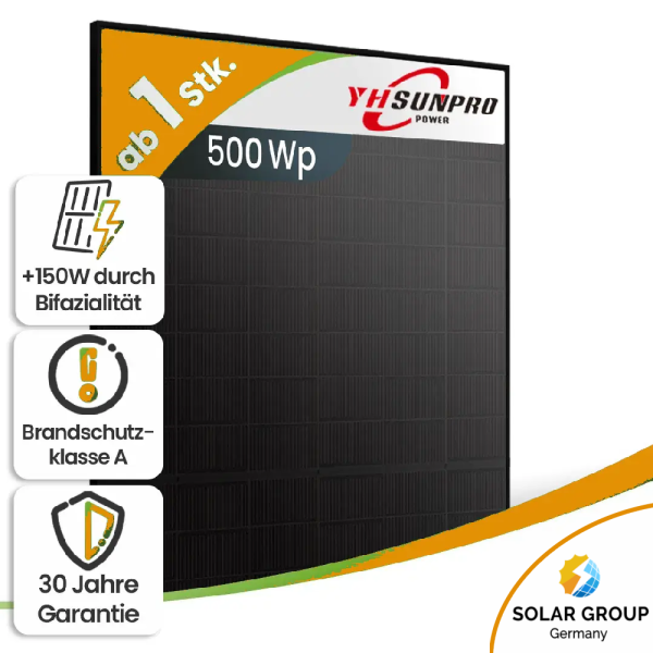 Sunpro SPDG500-N108R12/500W Topcon Bifazial Glas-Glas Fullblack transparent